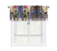 WZYWHJ Tende corte con mantovana 137,2 x 45,7 cm, stampa Morning Glory e Rose, facili da installare, per cucina, bagno, lavanderia, studio