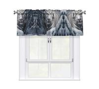 WZYWHJ Tende corte con mantovana 137,2 x 45,7 cm, stampa tigre bianca sulla neve, facili da installare, per cucina, bagno, lavanderia, studio