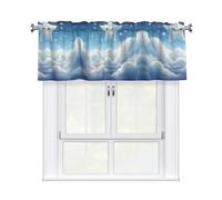 WZYWHJ Tende corte con mantovana, 137 x 45 cm, motivo: piccole stelle tra le nuvole bianche, facili da installare, per cucina, bagno, lavanderia, studio