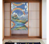 WZYWHJ Tende stampate Village Under The Rainbow, divisori versatili per casa, ufficio, cucina, bagno, tenda elegante e funzionale, 86,4 x 142,2 cm