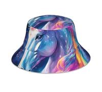 WZYWHJ The Dazzling Unicorn stampato reversibile cappello alla pescatora - per uomini e donne protezione copricapo per viaggi e attività all'aperto nero