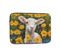 WZYWHJ The Lamb in the Yellow Flowers stampato antiurto portatile custodia per laptop 17 pollici per uomini e donne viaggi d'affari, scuola, ufficio uso quotidiano