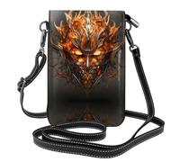 WZYWHJ The mask of burning flames - Borsa a tracolla in pelle stampata per telefono, regalo versatile per donne, passeggiate, campeggio, shopping e viaggi