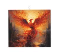 WZYWHJ The Phoenix Reborn in Fire stampato tappetino scolapiatti per cucina: realizzato in spugna assorbente, con cordino per appendere 45,7 x 40,6 cm