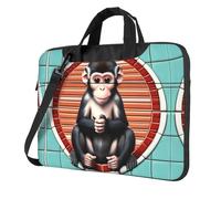 WZYWHJ The Silent Monkey Prints, borsa per computer portatile, con interno morbido, tasche multiple, ideale per uomini, viaggi e affari, Nero, 14 inch