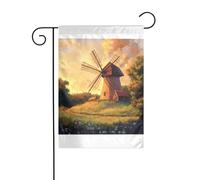 Wzywhj The Windmill On The Prassland Picture Summer Garden Flag Double Face Decorazione Cortile 30,5 x 45,7 cm
