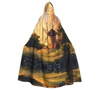 WZYWHJ The Windmill on the pratland Stampato Aldult Cosplay Poncho con cappuccio Mantello per uomini e donne Halloween Party