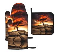 WZYWHJ Thunder and Lightning - Set di guanti da forno e presine, 3 pezzi, guanti da cucina lunghi ispessiti