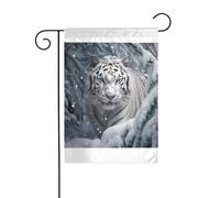Wzywhj Tigre Bianca Nella Neve Immagine Estate Giardino Bandiera Double Face Decorazione Cortile 30,5 x 45,7 cm