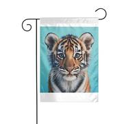 Wzywhj Tigre su sfondo blu immagine estate giardino bandiera double face decorazione cortile 30,5 x 45,7 cm