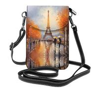 WZYWHJ Torre Eiffel Parigi Stampa Pittura Borsa da donna in pelle per telefono a tracolla con tracolla regolabile
