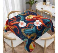 WZYWHJ Tovaglia decorativa quadrata 137,2 x 137,2 cm, tovaglia per tavolini da caffè, lavabile e riutilizzabile, motivo polipo colorato