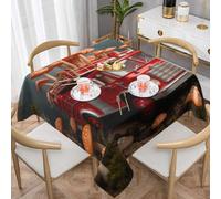 WZYWHJ Tovaglia decorativa quadrata 137,2 x 137,2 cm tovaglie da caffè tovaglie lavabili e riutilizzabili funghi camion dei pompieri giocattolo stampato