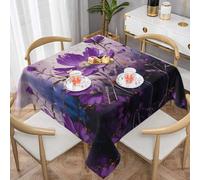 WZYWHJ Tovaglia decorativa quadrata 137,2 x 137,2 cm, tovaglie per tavolini da caffè, lavabile e riutilizzabile, con piccoli fiori di campo viola stampati