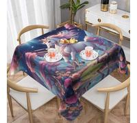 WZYWHJ Tovaglia decorativa quadrata 137,2 x 137,2 cm, tovaglie per tavolini da caffè, lavabile e riutilizzabile, stampa unicorno rosa