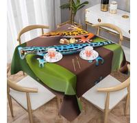 WZYWHJ Tovaglia decorativa quadrata 137,2 x 137,2 cm tovaglie per tavolini da caffè lavabili e riutilizzabili gechi colorati stampati
