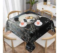 WZYWHJ Tovaglia decorativa quadrata 137,2 x 137,2 cm tovaglie per tavolini da caffè lavabili e riutilizzabili Panda in bambù Stampato