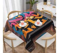 WZYWHJ Tovaglia decorativa quadrata 137,2 x 137,2 cm tovaglie per tavolini da caffè lavabili e riutilizzabili Graffiti Stampe Hip Hop