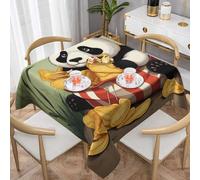 WZYWHJ Tovaglia decorativa quadrata 137,2 x 137,2 cm tovaglie per tavolini da caffè lavabili e riutilizzabili Panda in un sacchetto di patate stampate