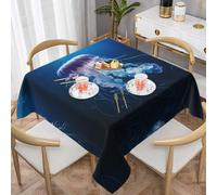 WZYWHJ Tovaglia decorativa quadrata 137,2 x 137,2 cm tovaglie per tavolini da caffè lavabili e riutilizzabili Medusa Stampato