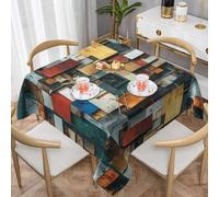 WZYWHJ Tovaglia decorativa quadrata 137,2 x 137,2 cm, tovaglie, tovaglie, tovaglia lavabile e riutilizzabile con immagine di frammenti di memoria