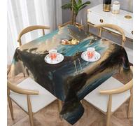 WZYWHJ Tovaglia decorativa quadrata, 152,4 x 152,4 cm, tovaglia per tavolini da caffè, lavabile e riutilizzabile, stampa Tranquil Coast