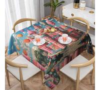 WZYWHJ Tovaglia decorativa quadrata, 152,4 x 152,4 cm, tovaglia per tavolino da caffè, lavabile e riutilizzabile, motivo castello con palloncini