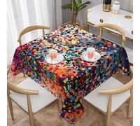 WZYWHJ Tovaglia decorativa quadrata, 152,4 x 152,4 cm, tovaglia per tavolino da caffè, lavabile e riutilizzabile, motivo a pois colorati
