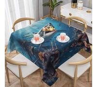 WZYWHJ Tovaglia decorativa quadrata, 152,4 x 152,4 cm, tovaglia per tavolino da caffè, lavabile e riutilizzabile, motivo squalo