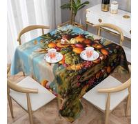 WZYWHJ Tovaglia decorativa quadrata, 152,4 x 152,4 cm, tovaglia per tavolino da caffè, lavabile e riutilizzabile, motivo frutta realistica
