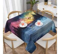 WZYWHJ Tovaglia decorativa quadrata, 152,4 x 152,4 cm, tovaglia per tavolino da caffè, lavabile e riutilizzabile, motivo foresta e aurora