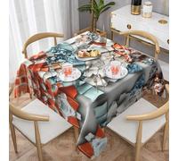 WZYWHJ Tovaglia decorativa quadrata 152,4 x 152,4 cm tovaglie per tavolini da caffè Lavabile e riutilizzabile Frammenti di pixel in ceramica Stampe