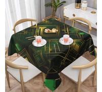 WZYWHJ Tovaglia decorativa quadrata 152,4 x 152,4 cm, tovaglie per tavolini da caffè, lavabile e riutilizzabile, motivo scozzese nero e verde stampato