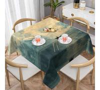 WZYWHJ Tovaglia decorativa quadrata 152,4 x 152,4 cm tovaglie per tavolini da caffè Lavabile e riutilizzabile Barca all'orizzonte Stampe