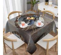 WZYWHJ Tovaglia decorativa quadrata 152,4 x 152,4 cm, tovaglie, tovaglia da caffè, lavabile e riutilizzabile, motivo: piccola tartaruga nella conchiglia stampata