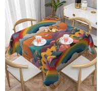 WZYWHJ Tovaglia decorativa quadrata, 152,4 x 152,4 cm, tovaglie, tovaglia per tavolini da caffè, lavabile e riutilizzabile, immagine strana arcobaleno