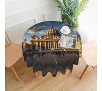 WZYWHJ Tovaglia lunga rotonda stampata con Basilica di San Pietro anti trabocco e resistente alle pieghe tovaglia da pranzo 152,4 cm