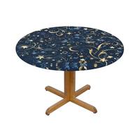 WZYWHJ Tovaglia rotonda blu navy con stampa cielo e stelle impermeabile resistente alle pieghe per tavolo da pranzo tovaglia decorativa