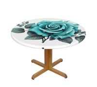 WZYWHJ Tovaglia rotonda con immagine di rose turchesi, impermeabile, resistente alle pieghe, per tavolo da pranzo, tovaglia decorativa