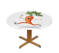 WZYWHJ Tovaglia rotonda con motivo carota con forchetta impermeabile resistente alle pieghe per tavolo da pranzo tovaglia decorativa