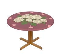 WZYWHJ Tovaglia rotonda con stampa rosa bianca dell'amore, impermeabile, resistente alle pieghe, per tavolo da pranzo
