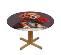 WZYWHJ Tovaglia rotonda stampata con cane simile a un gentiluomo, impermeabile, resistente alle pieghe, per tavolo da pranzo