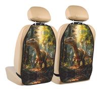 WZYWHJ Tyrannosaurus Rex in The Forest stampato seggiolino auto Anti Kick Storage pad 2 pezzi, borsa portaoggetti multifunzionale protezione sedile dopo l'installazione