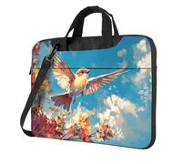 WZYWHJ Uccelli che volano Stampe Ultra-sottile portatile monospalla borsa del computer accessori per computer morbido antiurto per laptop, Nero , 15.6 inch