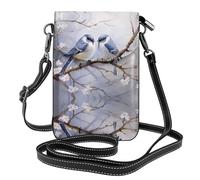 WZYWHJ Uccello di fronte all'altro stampa Borsa per telefono in pelle da donna con tracolla regolabile