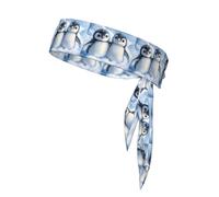 WZYWHJ Un paio di fasce per capelli con motivo pinguini, fascia sportiva per uomini e donne, fascia per capelli per corsa, allenamento e calcio