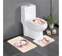 WZYWHJ Un simpatico tappetino da bagno con stampa di gattini, set di 3 tappetini da bagno, antiscivolo, durevoli, facili da pulire, adatti per bagno e WC