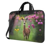 WZYWHJ Una bella borsa per computer portatile con stampa di cervi - con interno morbido, tasche multiple - ideale per uomini, viaggi e affari, Nero, 14 inch