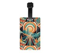 WZYWHJ Un'etichetta per bagagli stampata con mondo colorato con cinturino da polso rimovibile, gancio da viaggio per una facile identificazione, dimensioni biglietto da visita leggero e