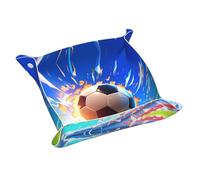 WZYWHJ Vassoio portaoggetti in pelle per comodino, scrivania, toletta e altro ancora, facile da pulire, medio stampato con il pallone da calcio volante